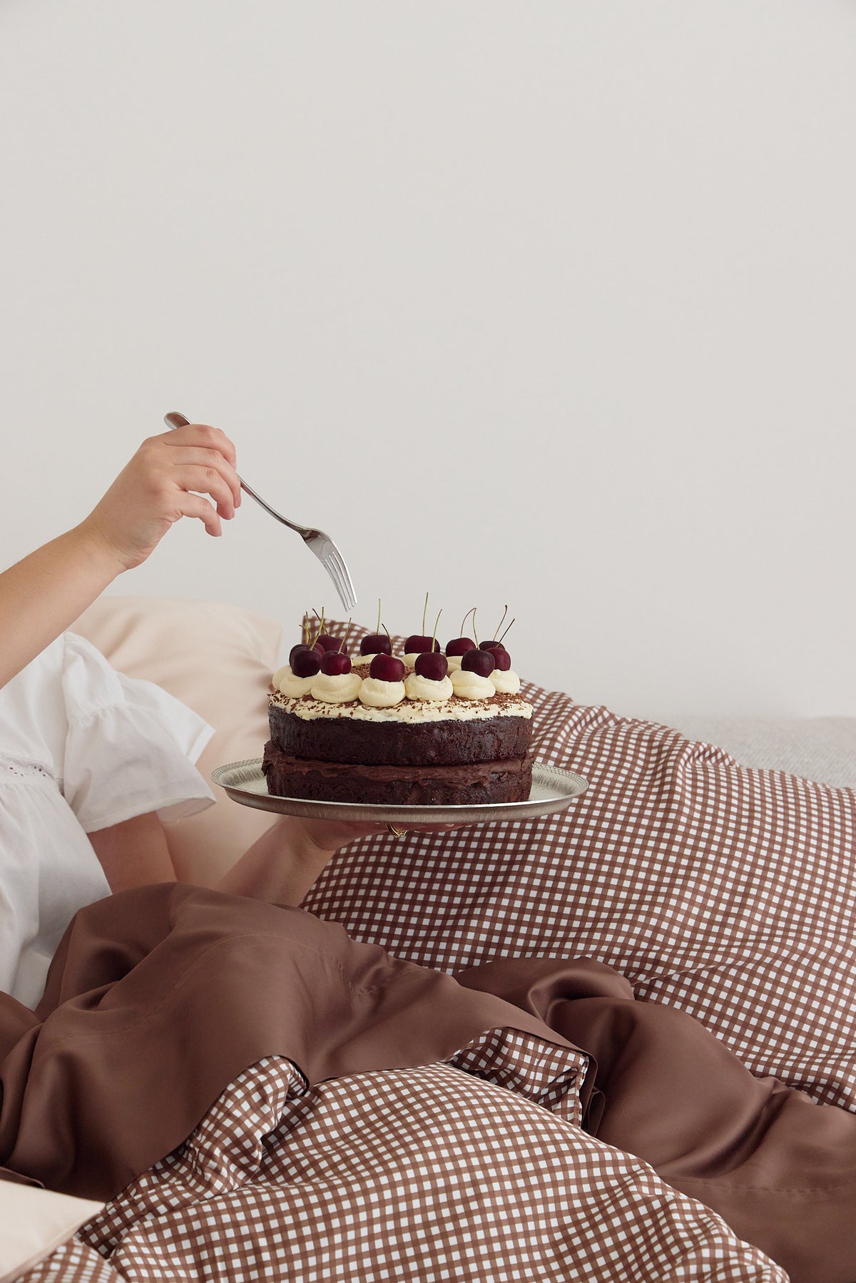 Chocolate Gingham Bamboo Quilt Cover