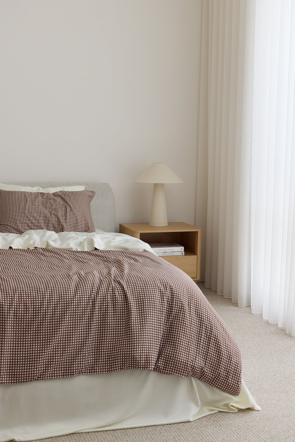 Chocolate Gingham Bamboo Quilt Cover