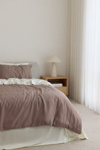 Chocolate Gingham Bamboo Quilt Cover