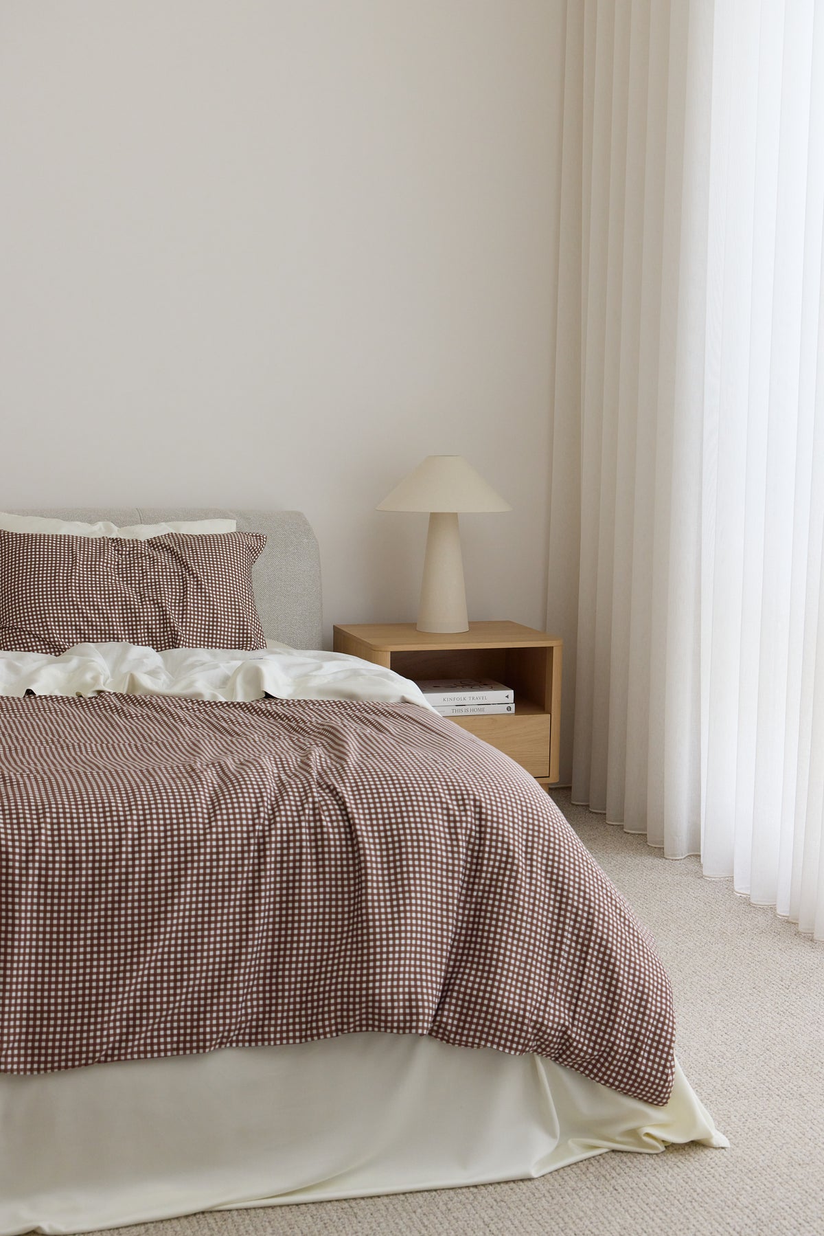 Chocolate Gingham Bamboo Quilt Cover