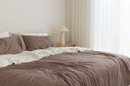 Chocolate Gingham Bamboo Quilt Cover
