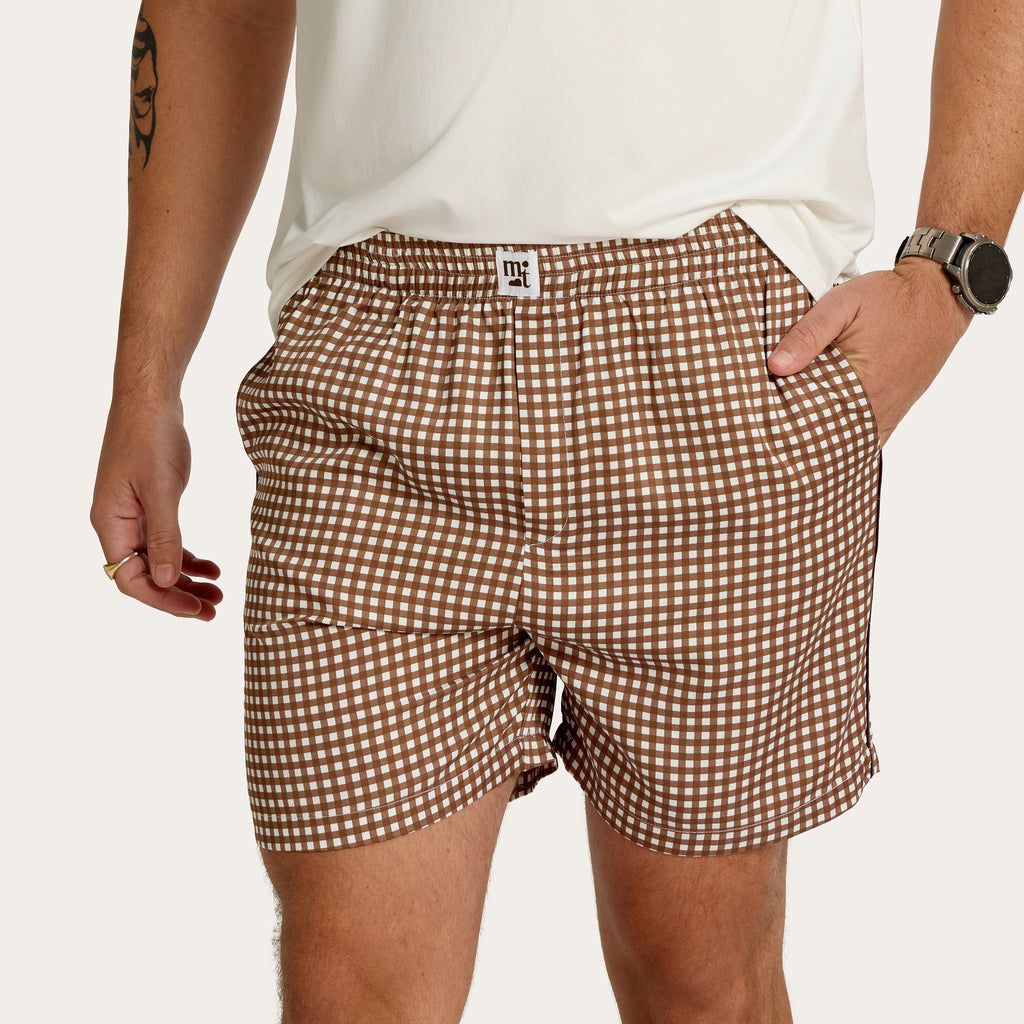 Chocolate Gingham Felix Bamboo Short