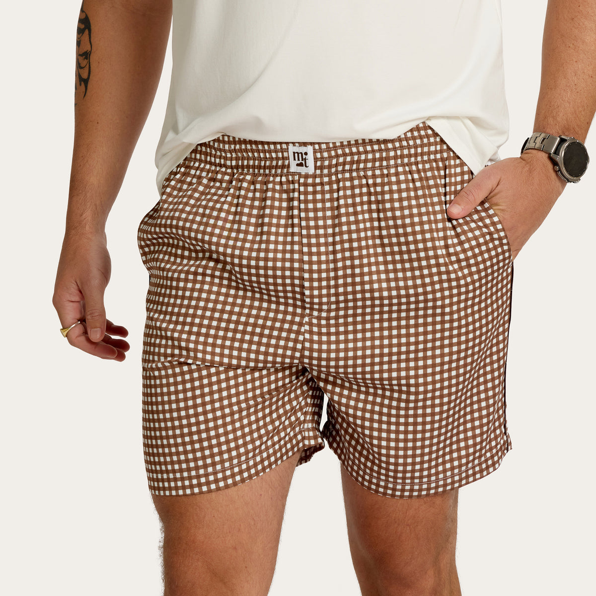 Chocolate Gingham Felix Bamboo Short