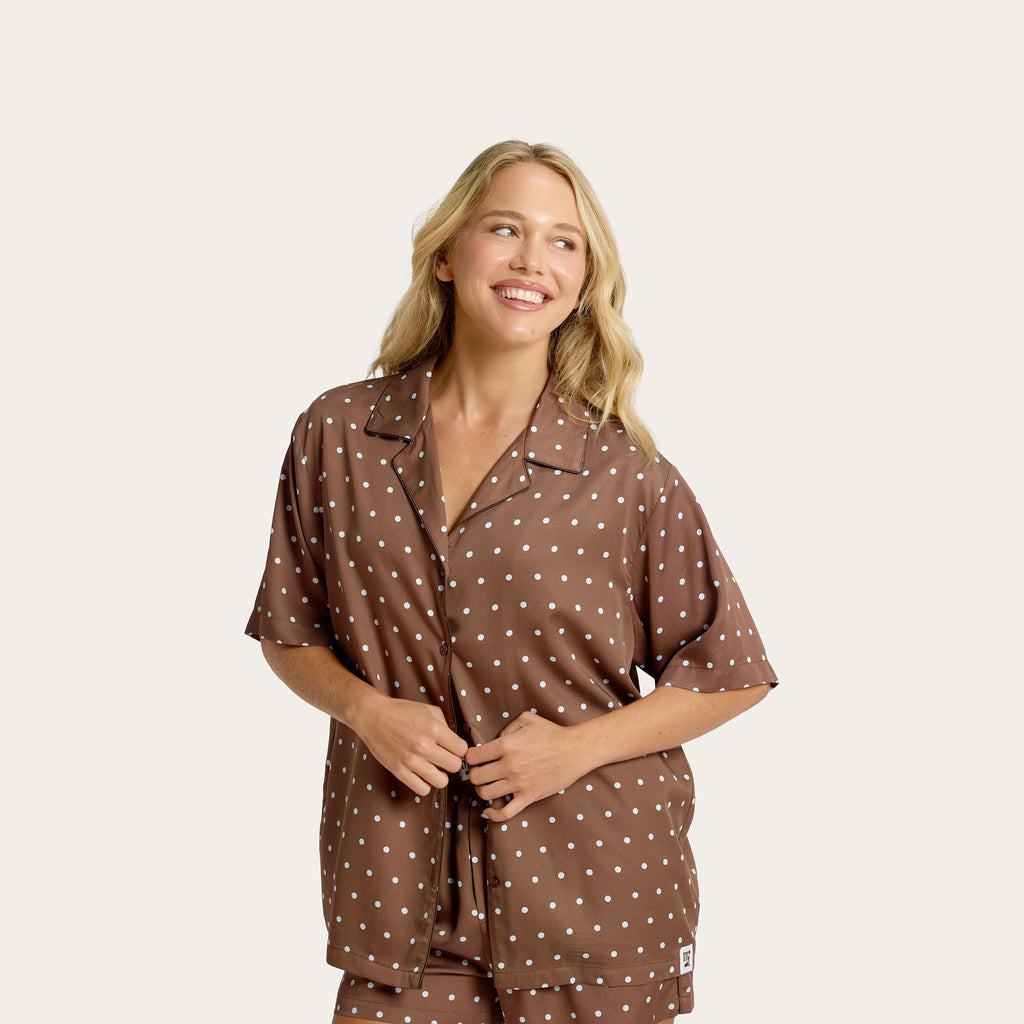 Chocolate Polka Dot Lottie Bamboo Shirt