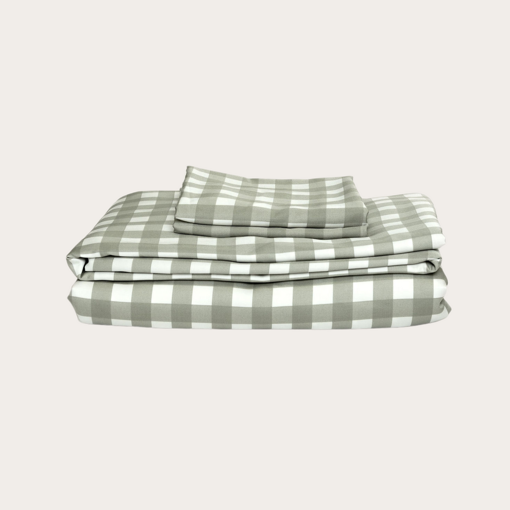Moss Gingham Bamboo Sheet Set