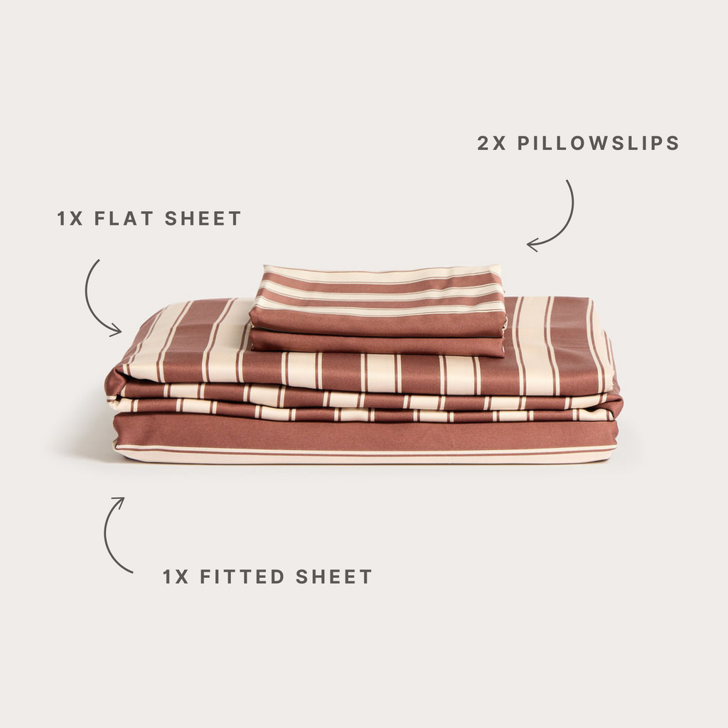 Cinnamon Stripe Bamboo Sheet Set