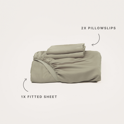 Bamboo Fitted Sheet & Pillowslips - Olive