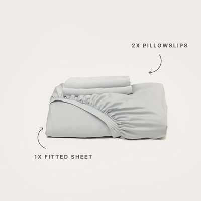 Bamboo Fitted Sheet & Pillowslips - Silver [PRE-ORDER]