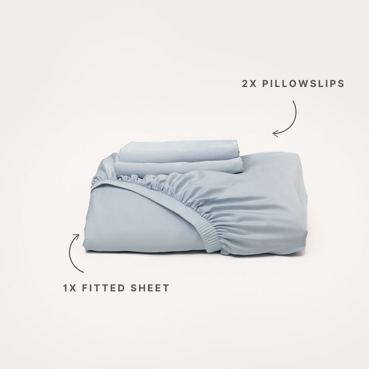 Bamboo Fitted Sheet & Pillowslips - Sky