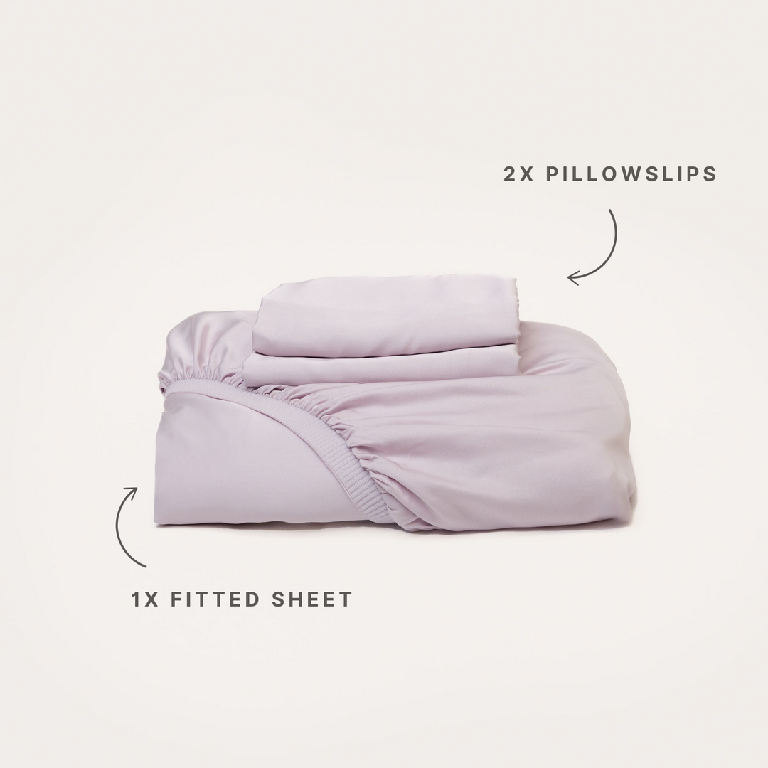 Bamboo Fitted Sheet & Pillowslips - Lilac