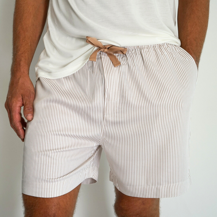 Felix Bamboo Short - Mocha Stripe