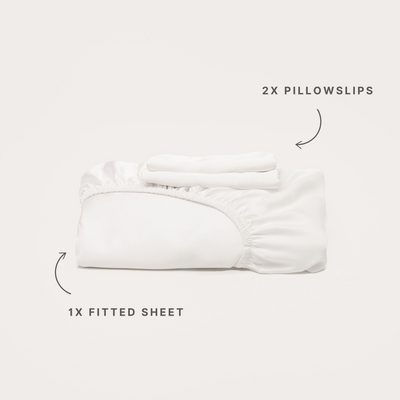 Bamboo Fitted Sheet & Pillowslips - White