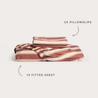 Cinnamon Stripe Bamboo Fitted Sheet Set