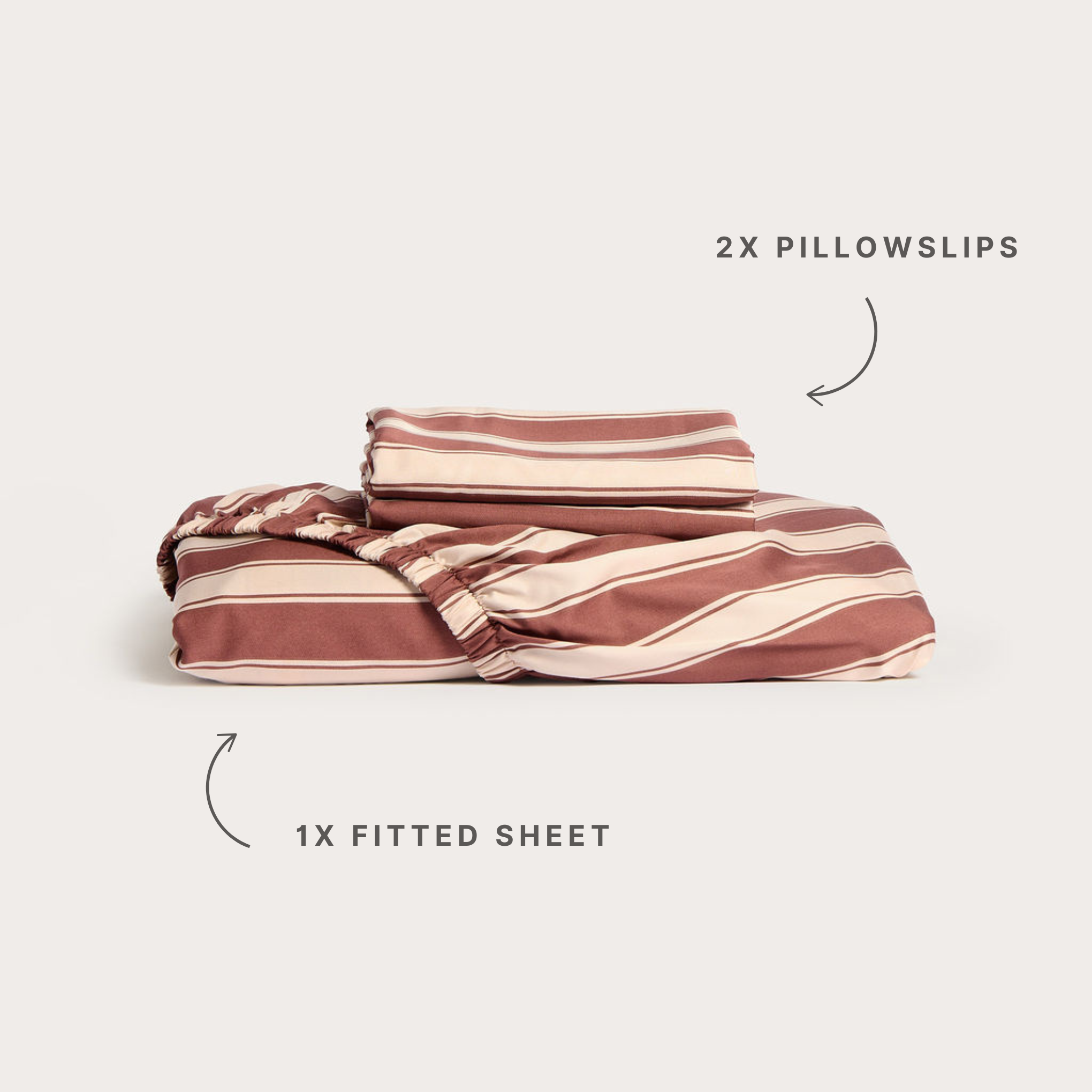 Cinnamon Stripe Bamboo Fitted Sheet Set