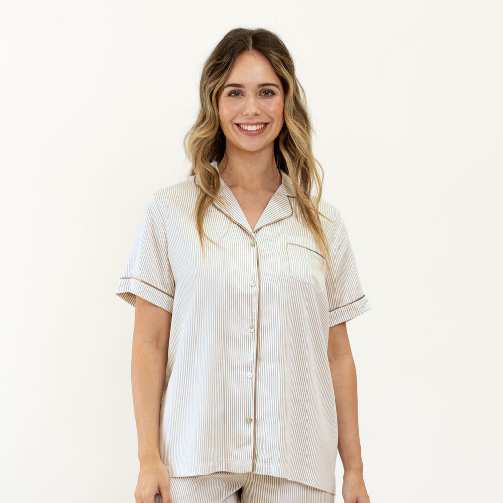 Mocha Stripe Ivy Bamboo Shirt