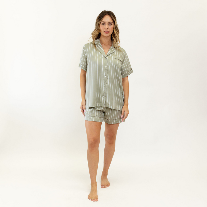 Ivy Bamboo Short - Olive Stripe