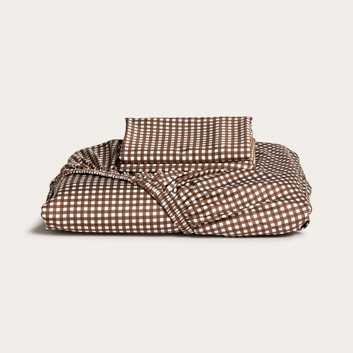Chocolate Gingham Bamboo Fitted Sheet