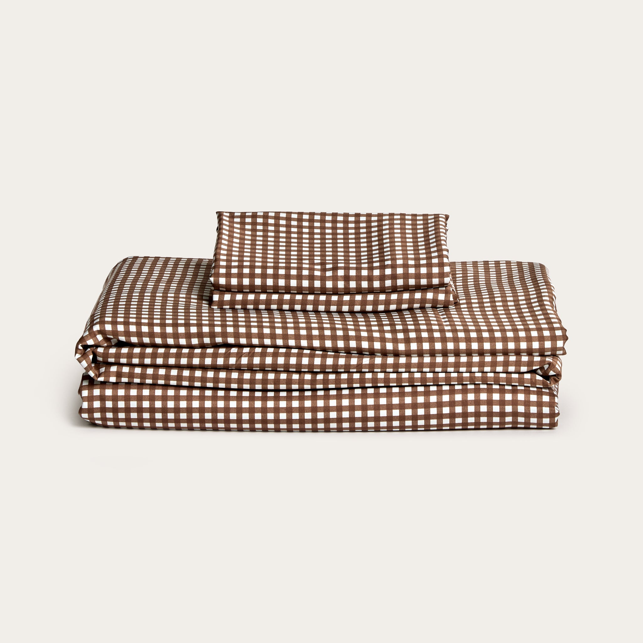 Chocolate Gingham Bamboo Sheet Set