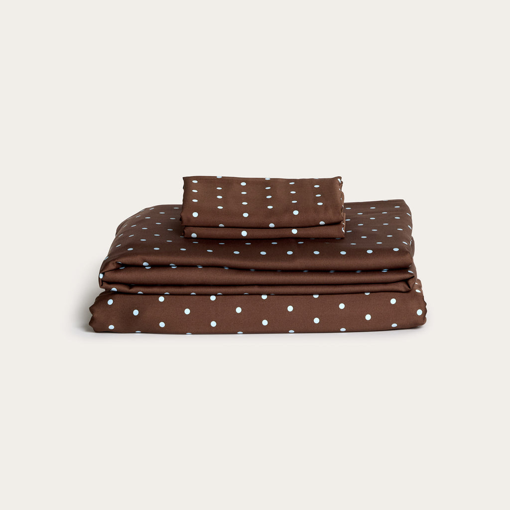 Chocolate Polka Dot Bamboo Sheet Set