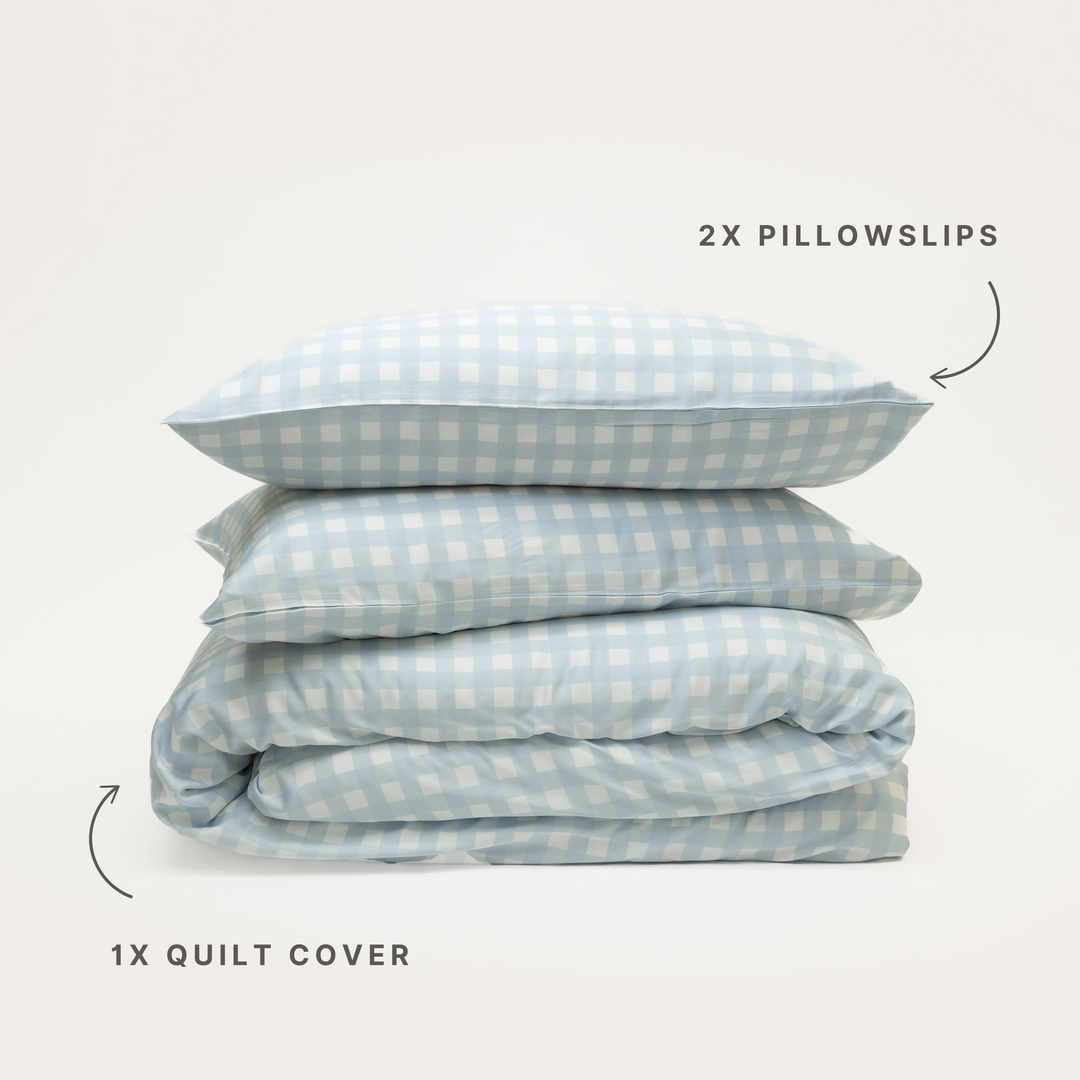 Bamboo Duvet Cover ~ Sky Gingham