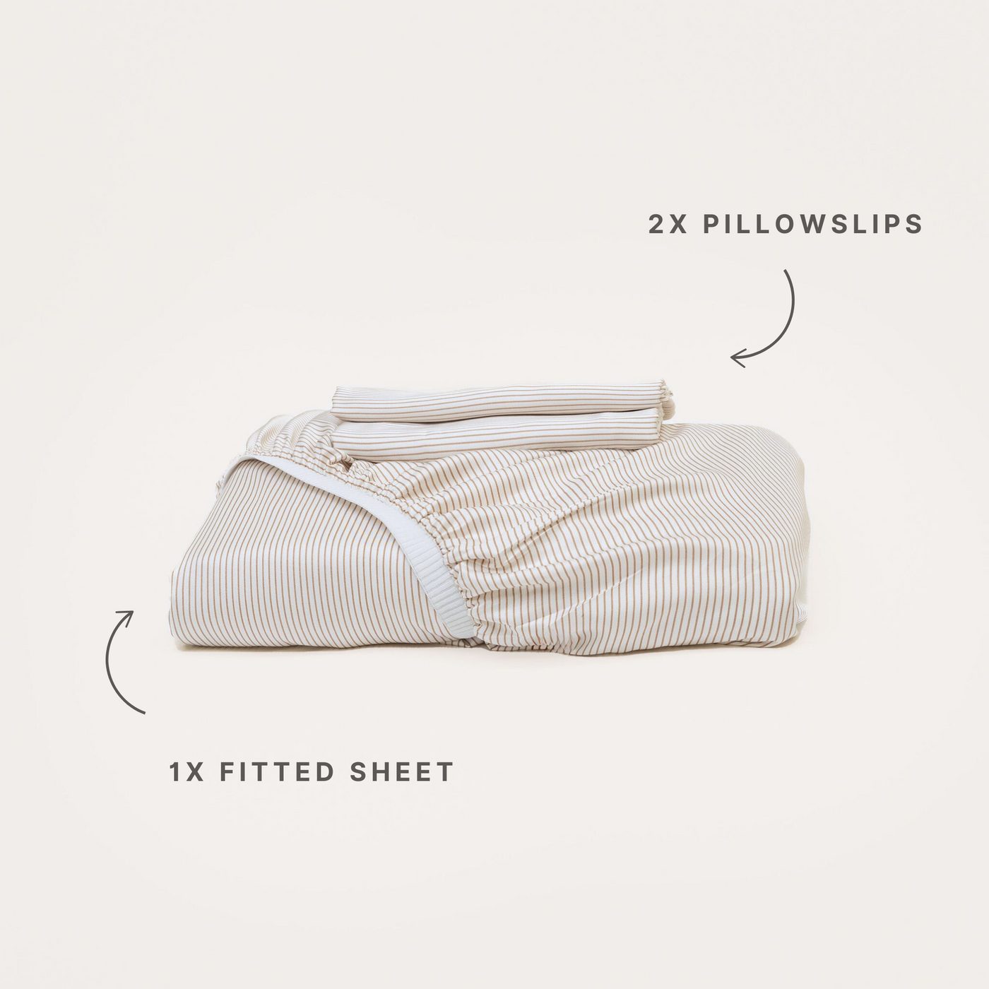 Bamboo Fitted Sheet & Pillowslips - Mocha Stripe [PRE-ORDER]