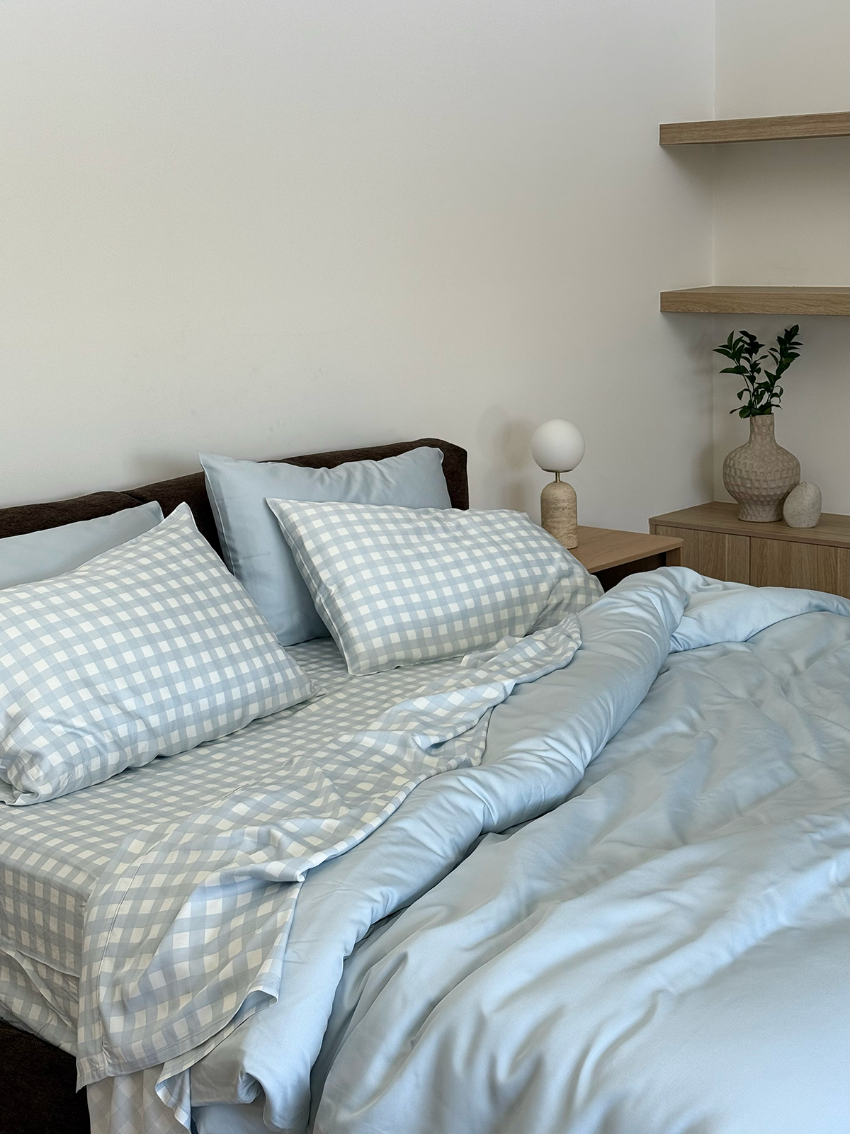 Sky Gingham Bamboo Sheet Set