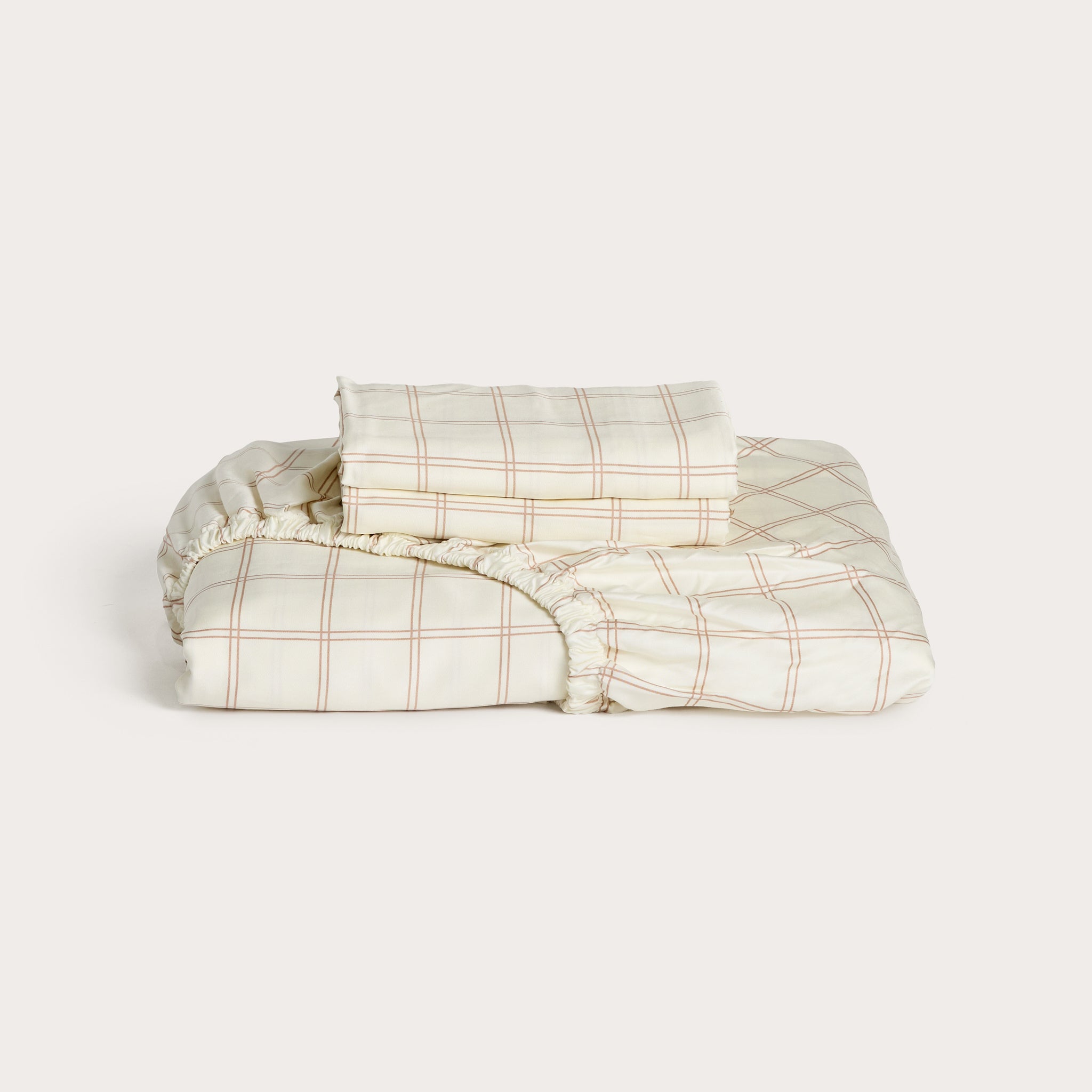 Latte Grid Bamboo Fitted Sheet
