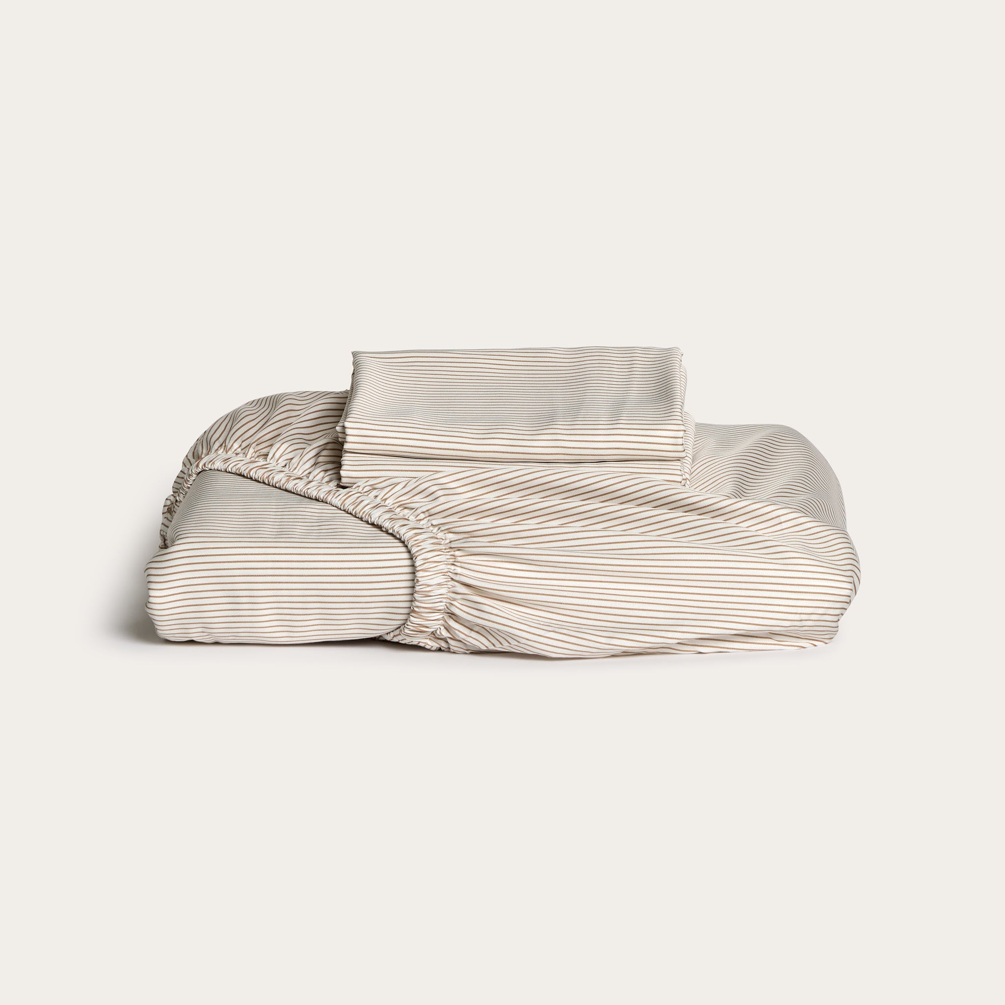 Latte Stripe Bamboo Fitted Sheet Set