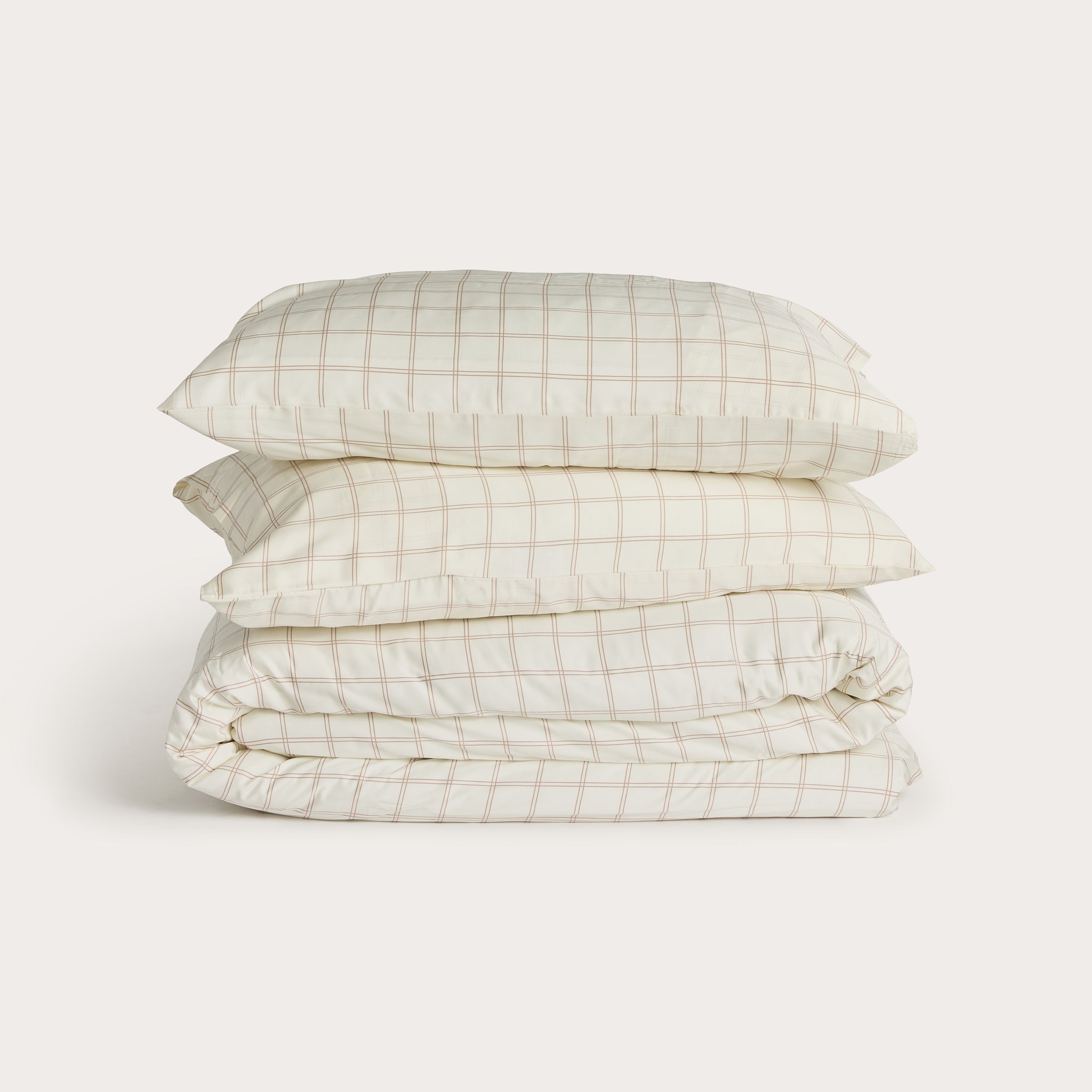 Latte Grid Bamboo Quilt Cover