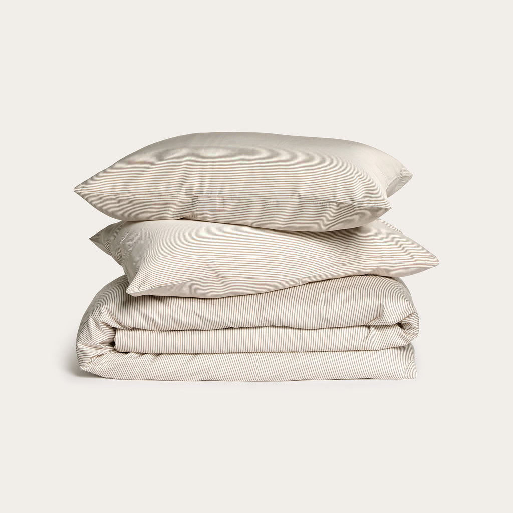 Latte Stripe Bamboo Quilt Cover
