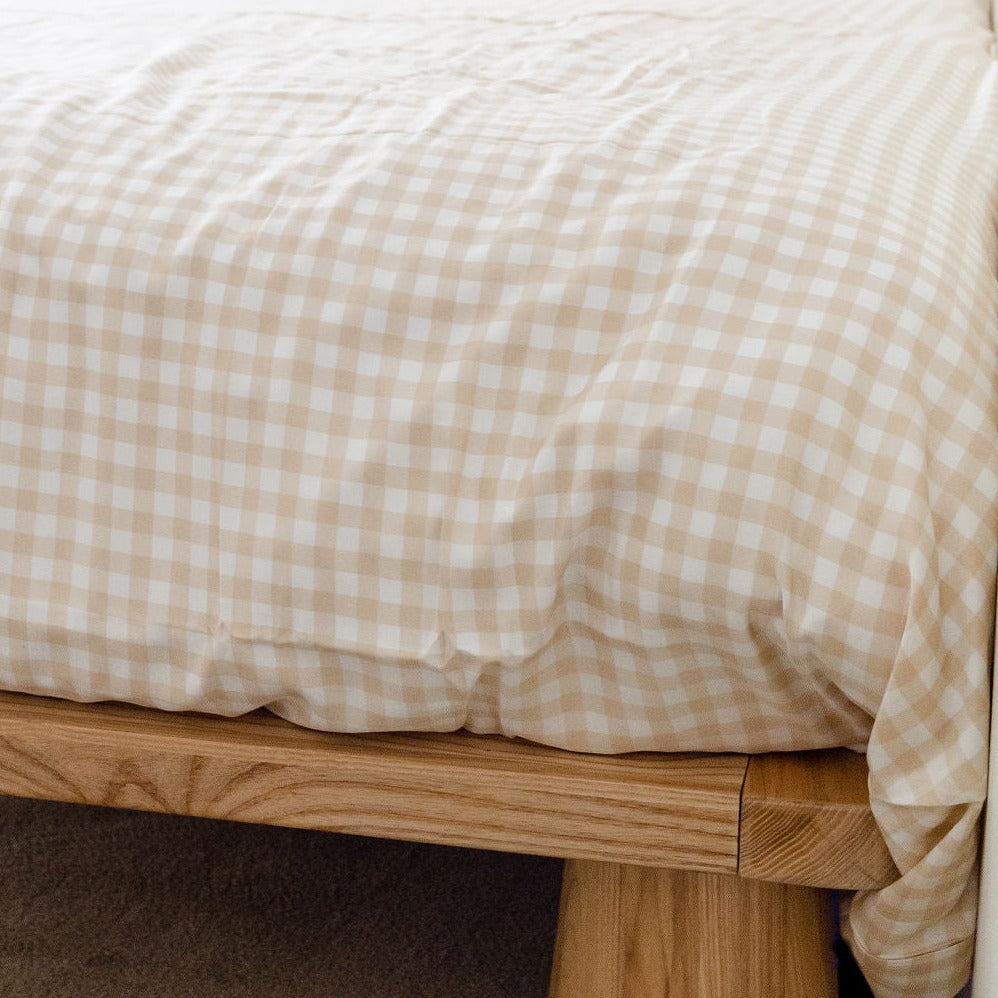 Bamboo Quilt Cover - Oat Gingham