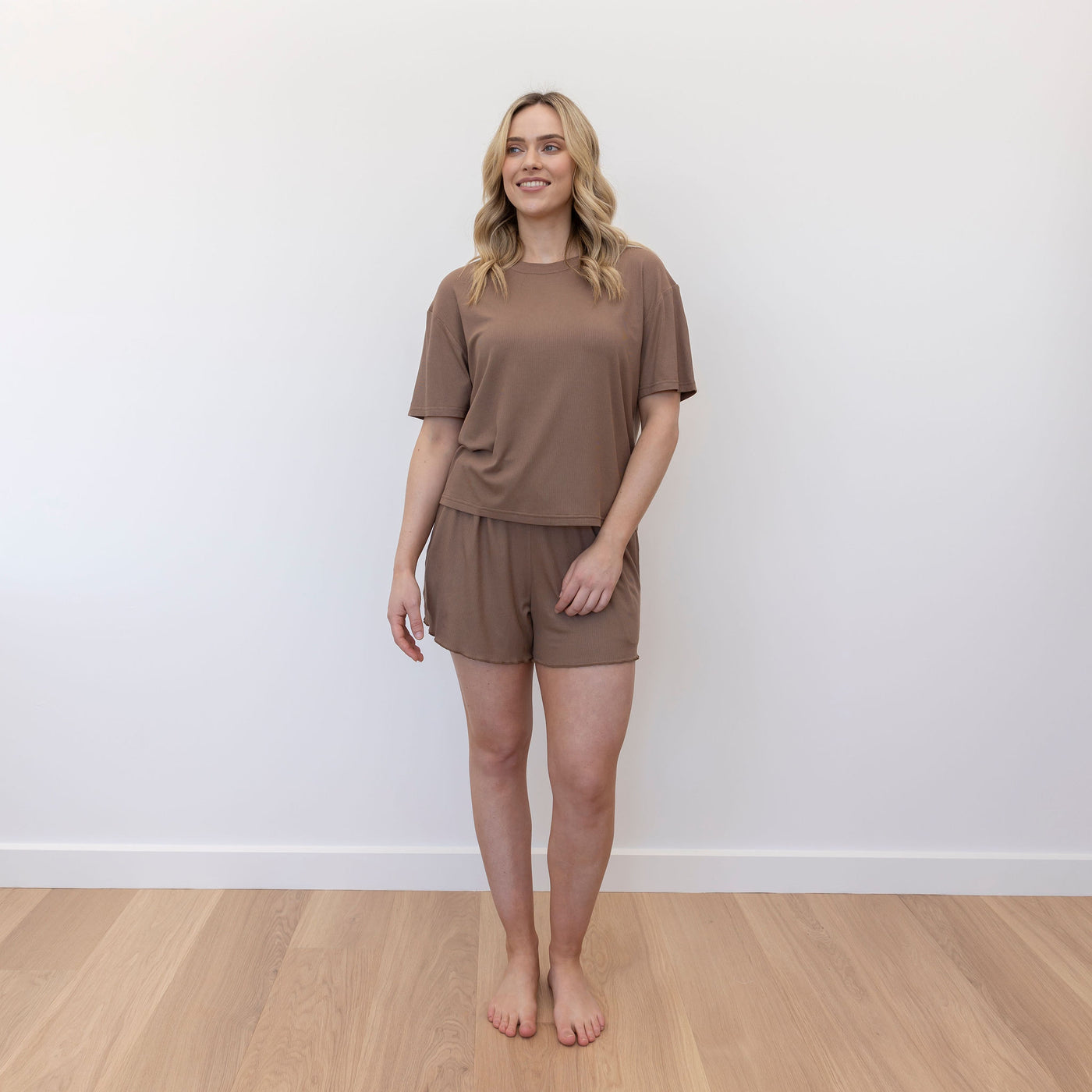 Elisa Ribbed Bamboo Jersey Shorts - Cocoa