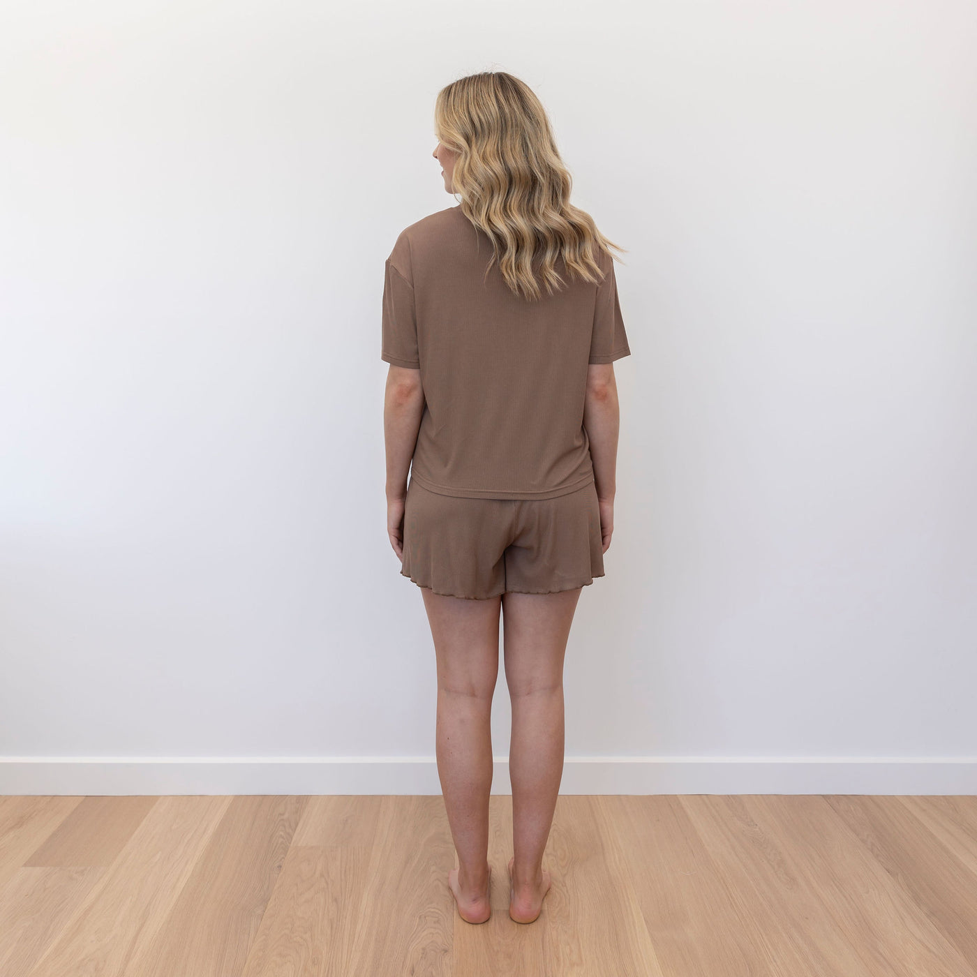 Elisa Ribbed Bamboo Jersey Shorts - Cocoa