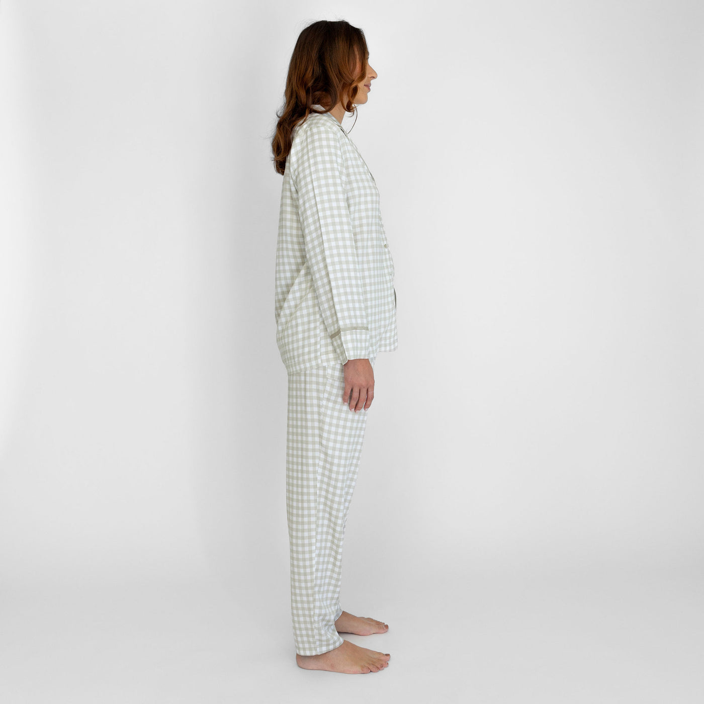 Maree Bamboo Long Sleeve Shirt - Olive Gingham