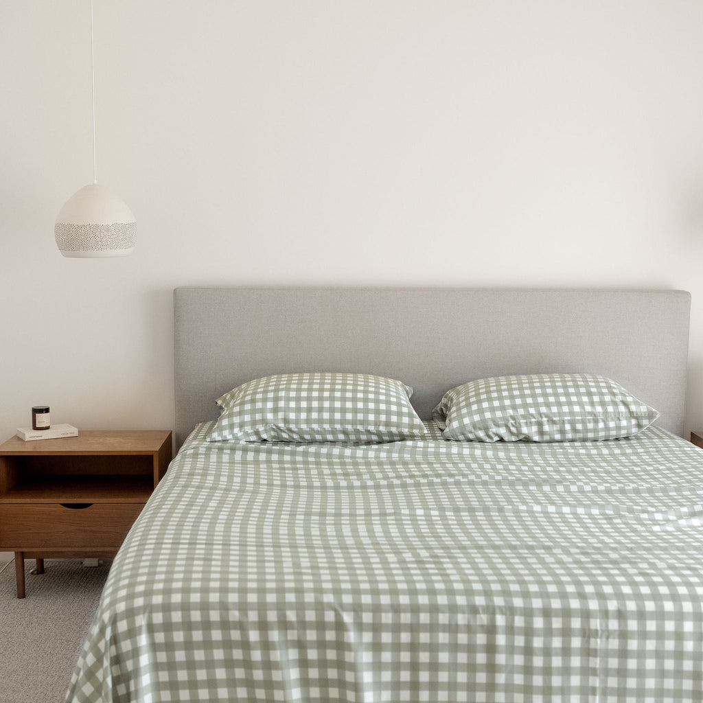 Moss Gingham Bamboo Sheet Set