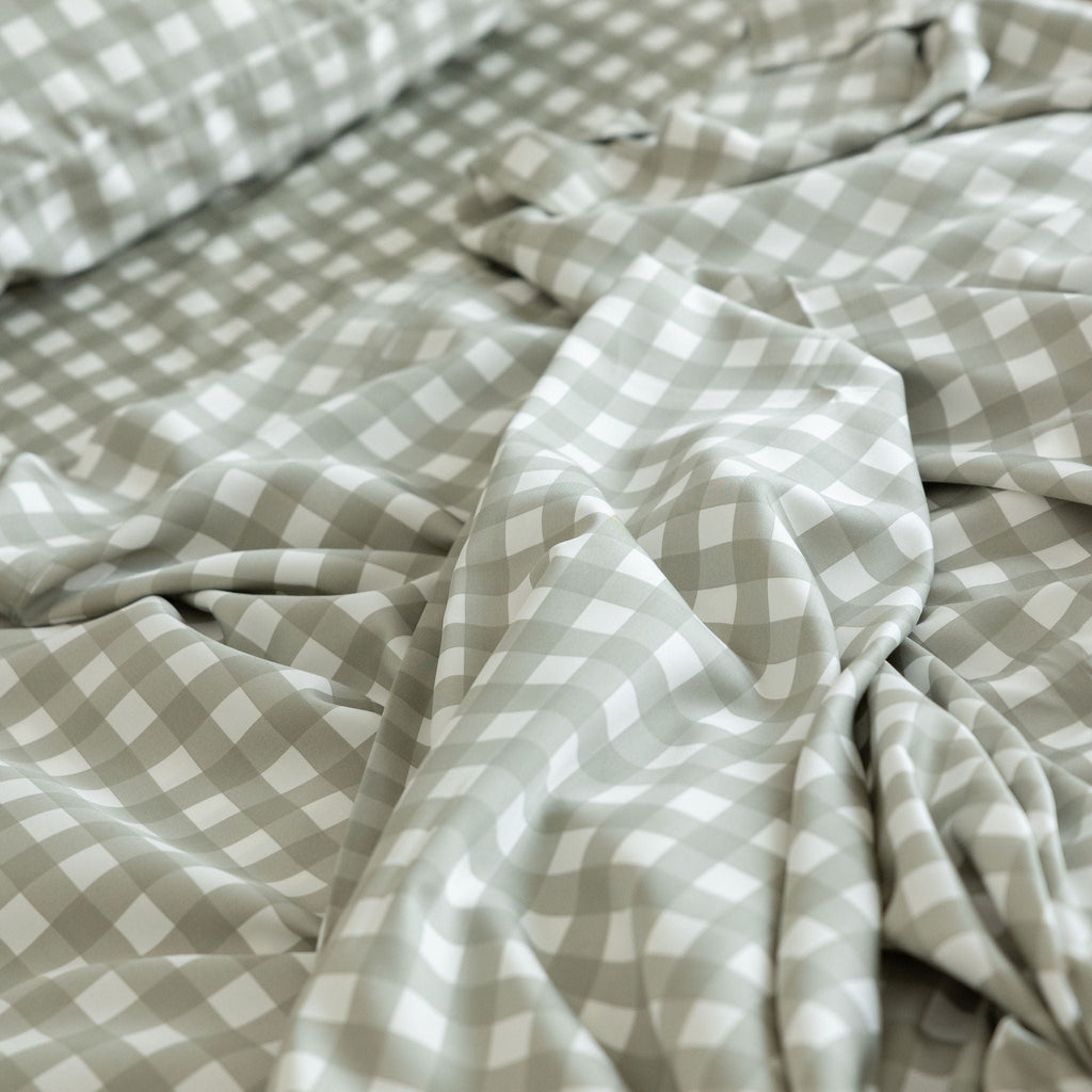 Moss Gingham Bamboo Sheet Set