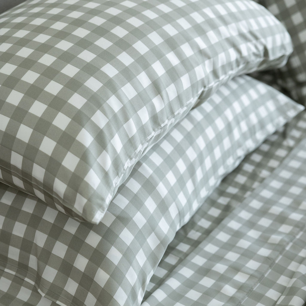 Moss Gingham Bamboo Pillowslip