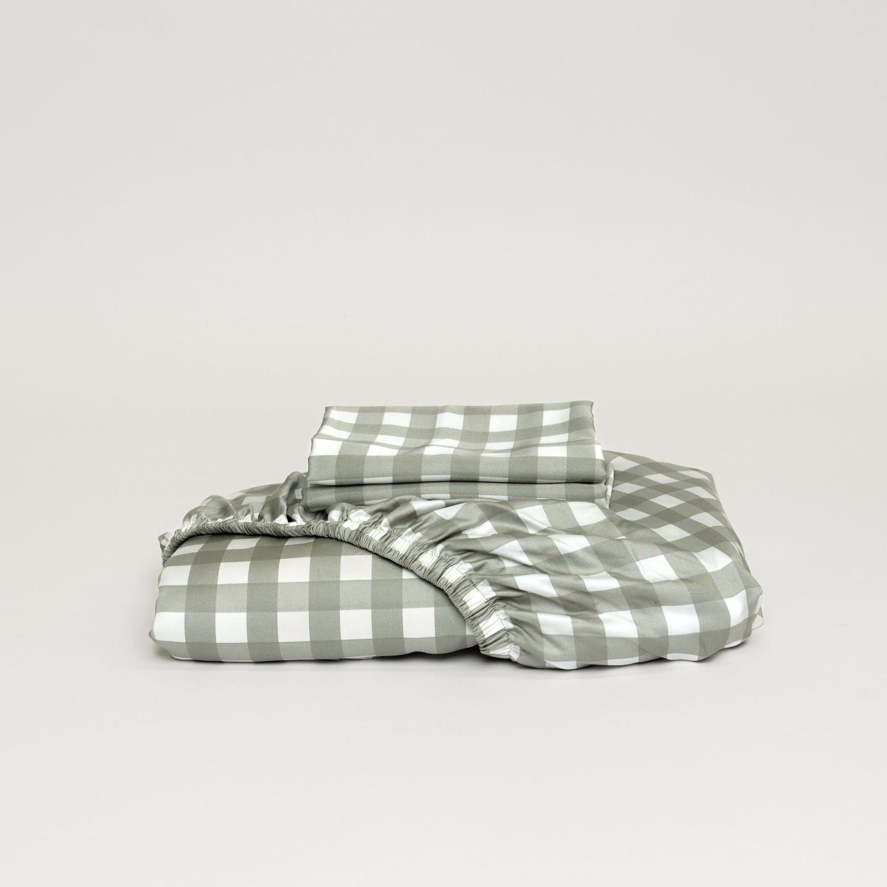 Moss Gingham Bamboo Fitted Sheet