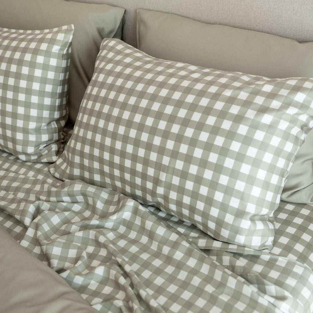 Moss Gingham Bamboo Sheet Set