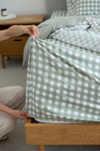Moss Gingham Bamboo Fitted Sheet