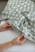Moss Gingham Bamboo Fitted Sheet