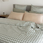 Moss Gingham Bamboo Quilt Cover