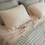 Moss Gingham Bamboo Quilt Cover