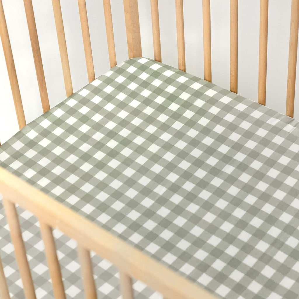 Moss Gingham Bamboo Baby Bedding