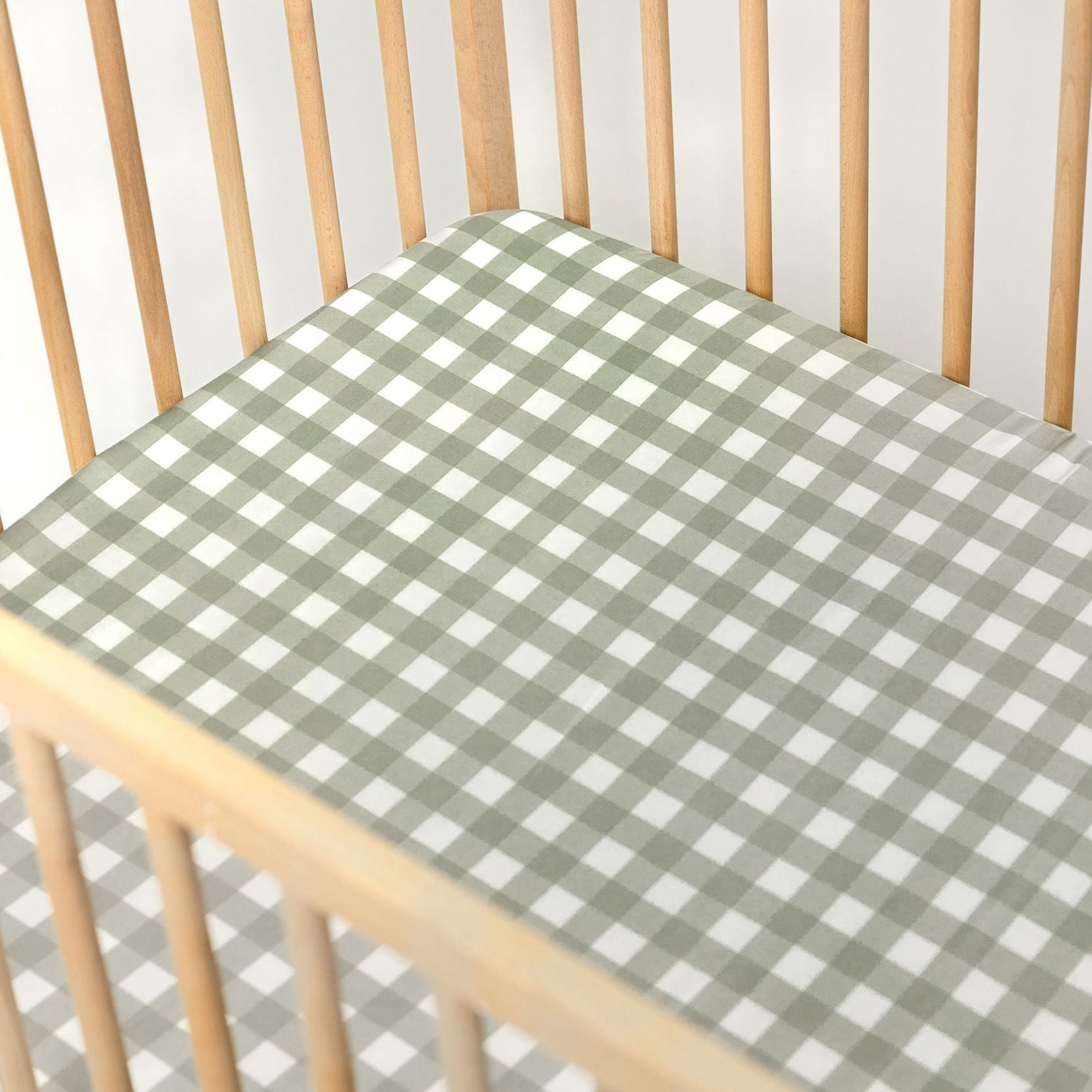 Moss Gingham Bamboo Baby Bedding
