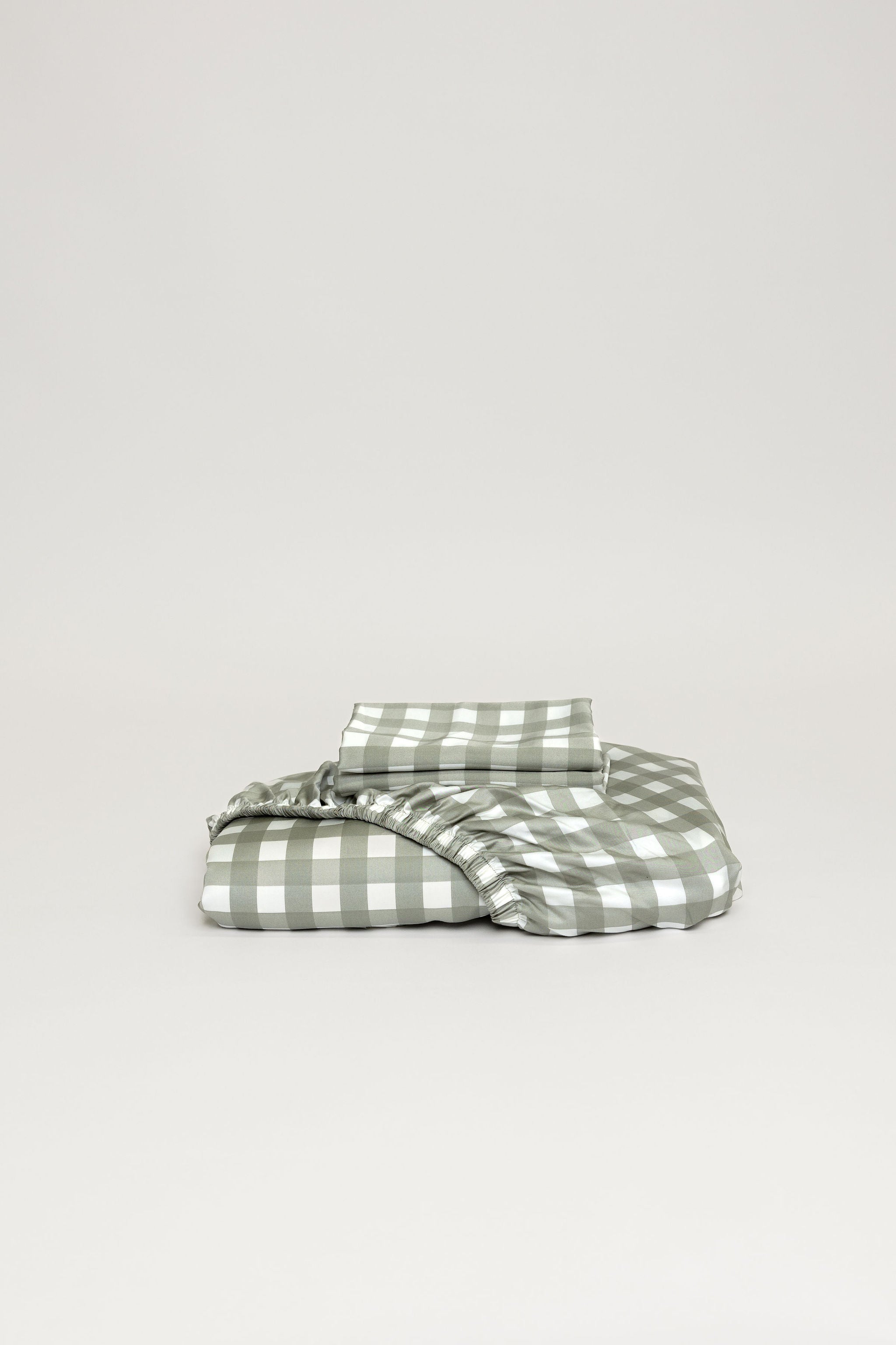 Moss Gingham Bamboo Fitted Sheet