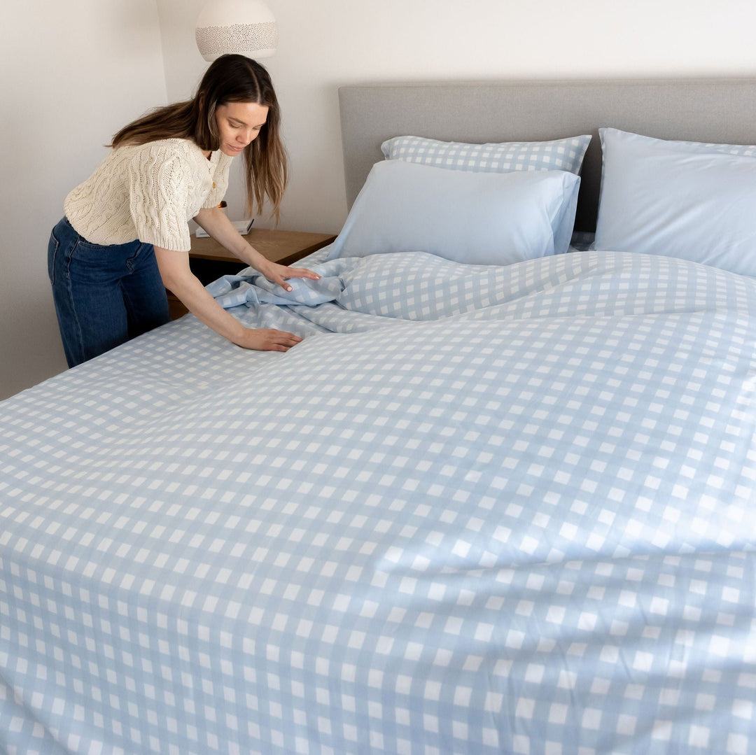 Bamboo Sheet Set - Sky Gingham