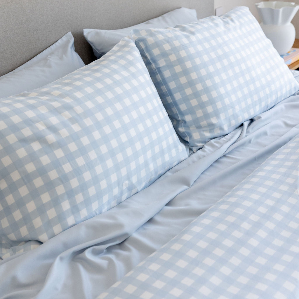 Sky Gingham Bamboo Quilt Cover