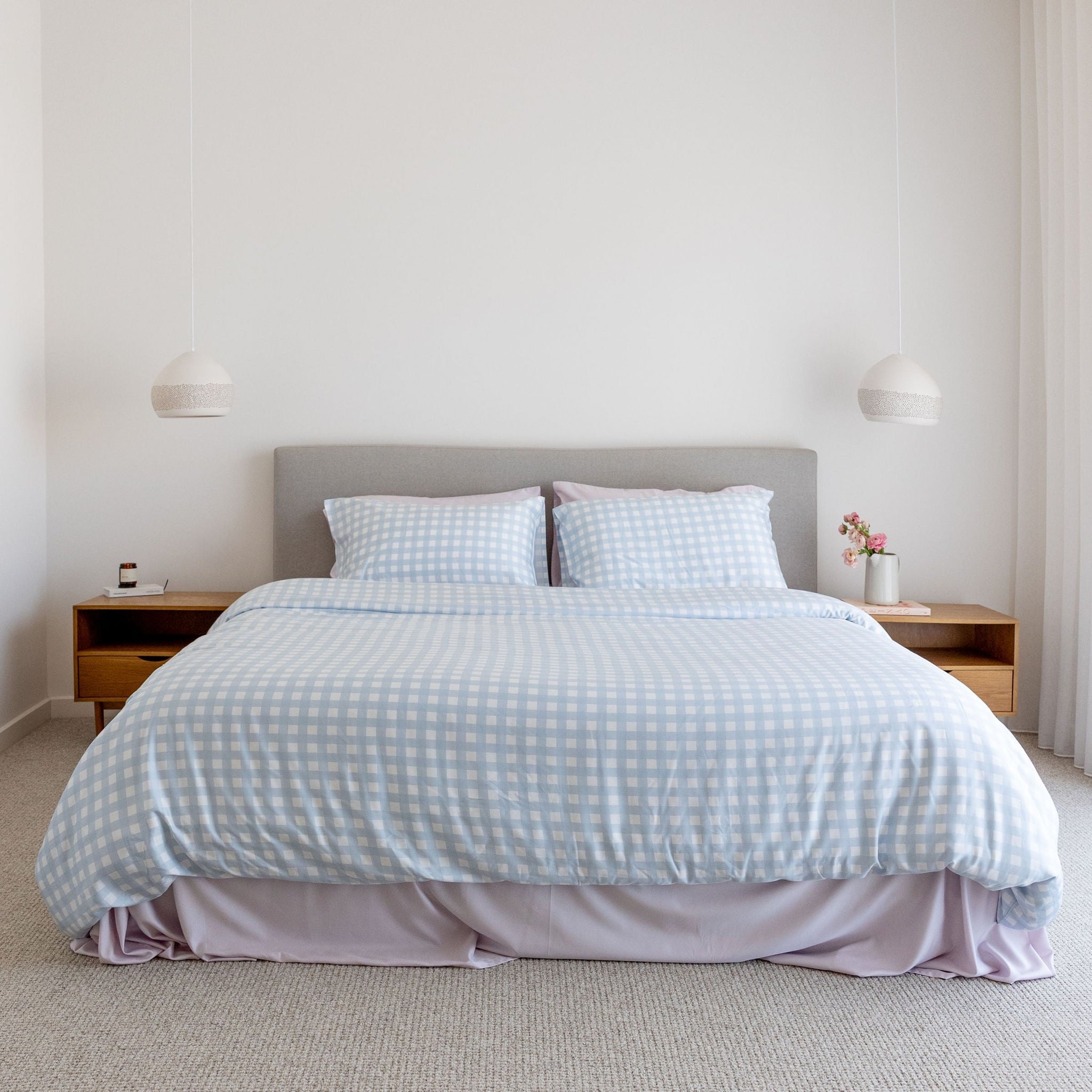 Sky Gingham Bamboo Quilt Cover