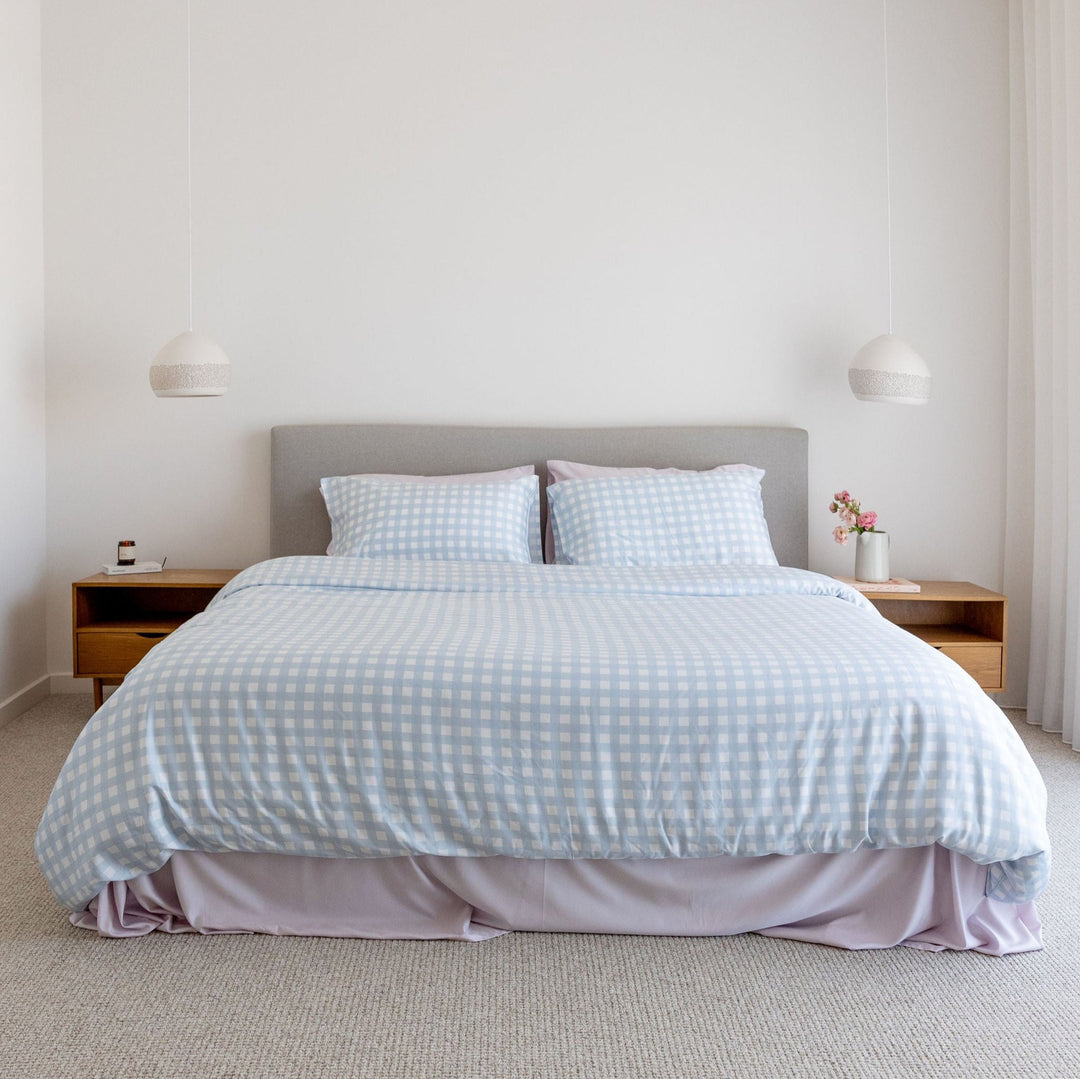 Bamboo Duvet Cover ~ Sky Gingham